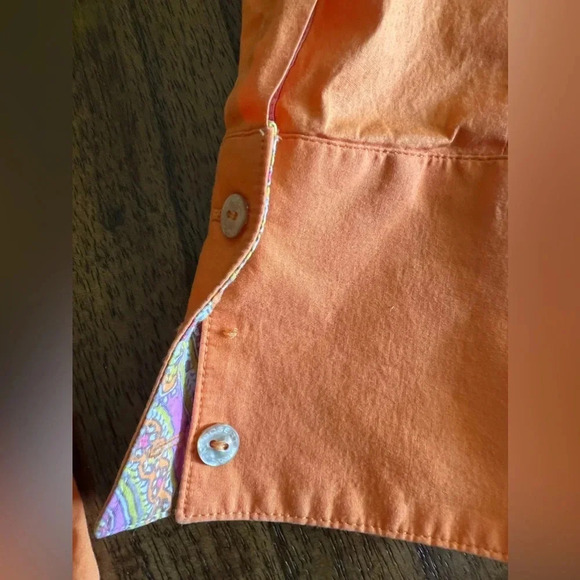 Robert Graham Orange Button Up Shirt Paisley Cuffs Embroidered Women’s Size M - Picture 11 of 12